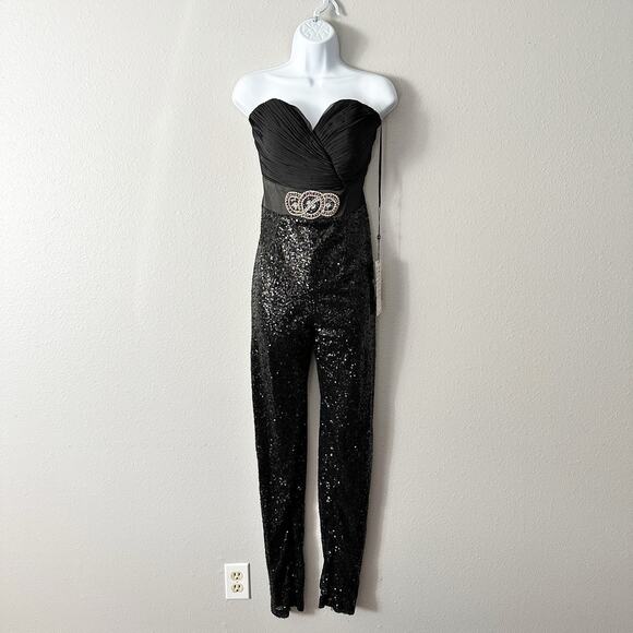 Alyce Paris Strapless Sequin Skinny Leg Jumpsuit women’s US size 6 NEW with tags - Picture 1 of 14